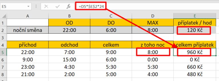 Excel - násobení časového údaje číselnou hodnotou
